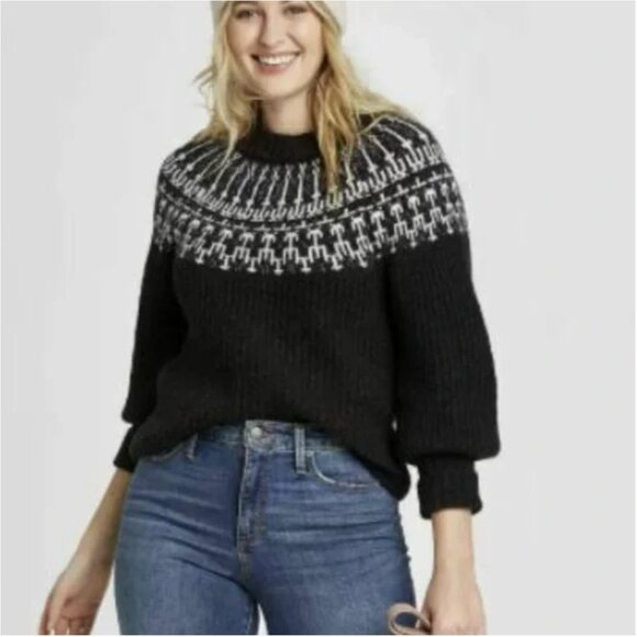 Universal Threads Dark Gray Fair Isle Pullover Thick Knit Sweater XXL Plus - Picture 2 of 12